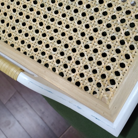 Wicker Top Breakfast In Bed Tray in White and Natural Cane - Picture 6 of 6